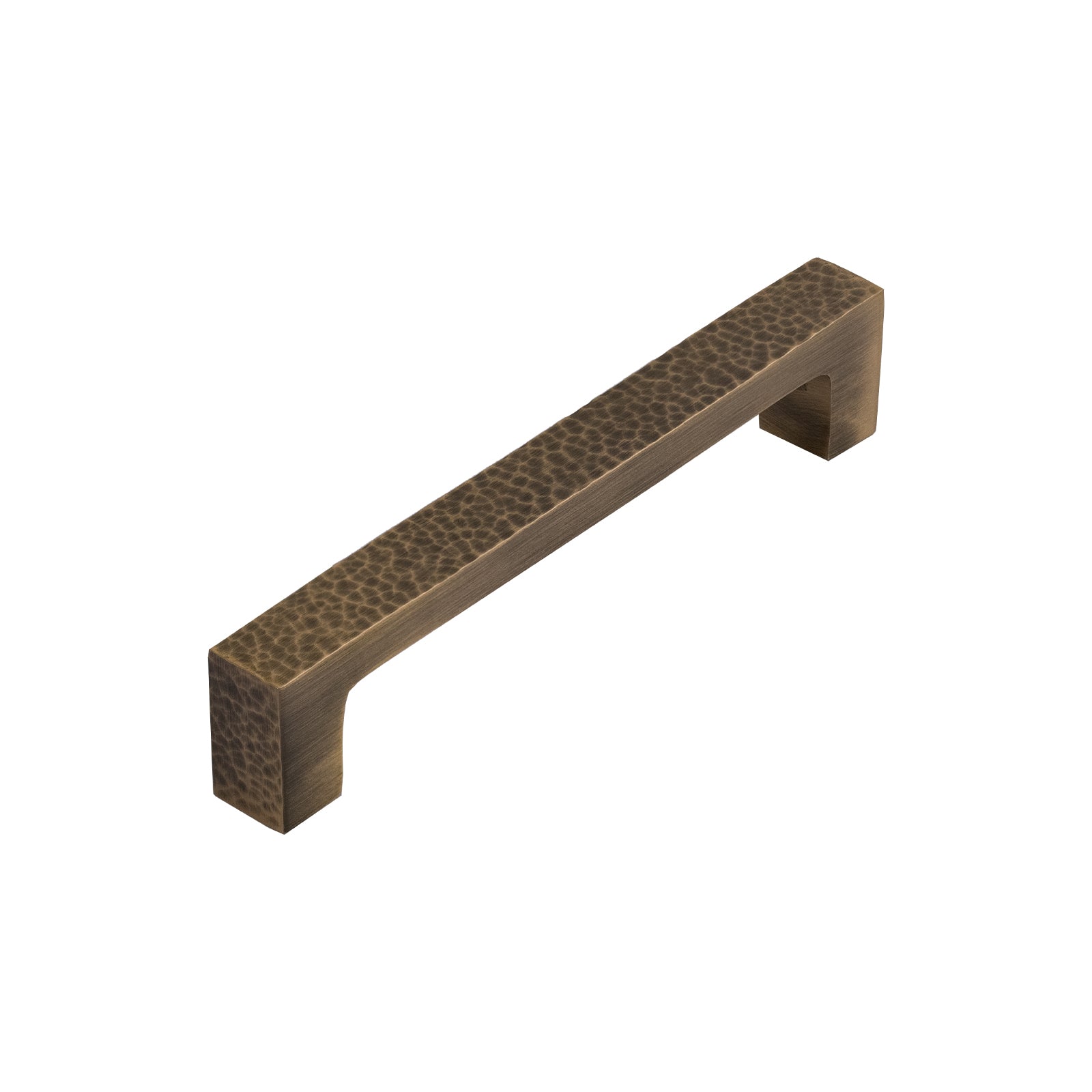 Hammered Square Pull Handles in Antique Brass 142mm SHOW