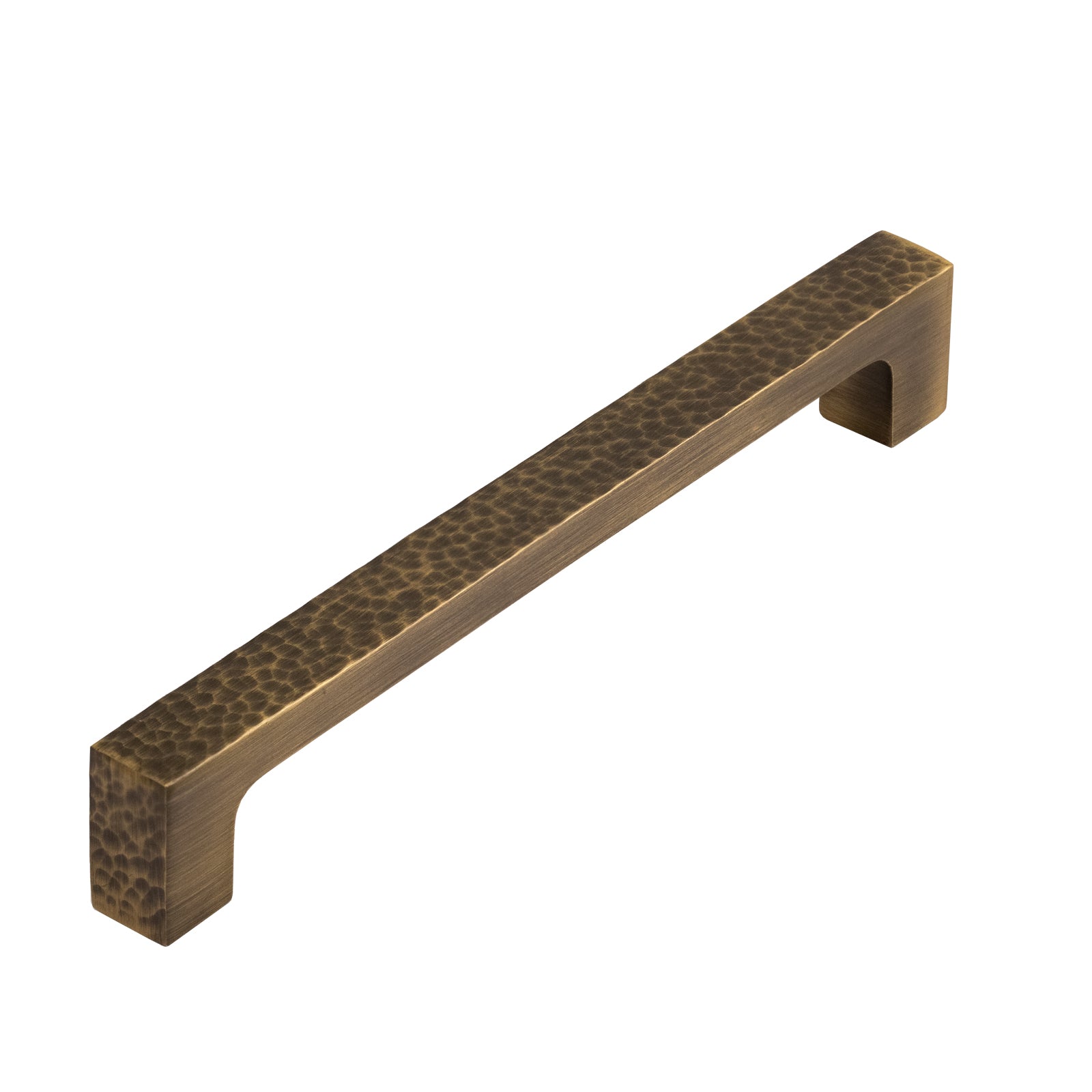 Hammered Square Pull Handles in Antique Brass 175mm SHOW