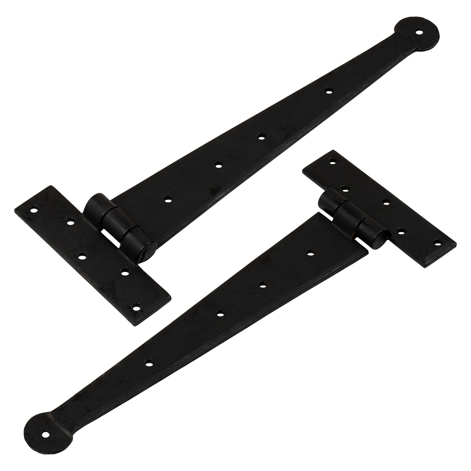 Hand Forged Penny End T Hinges Black Beeswax 12 inches
