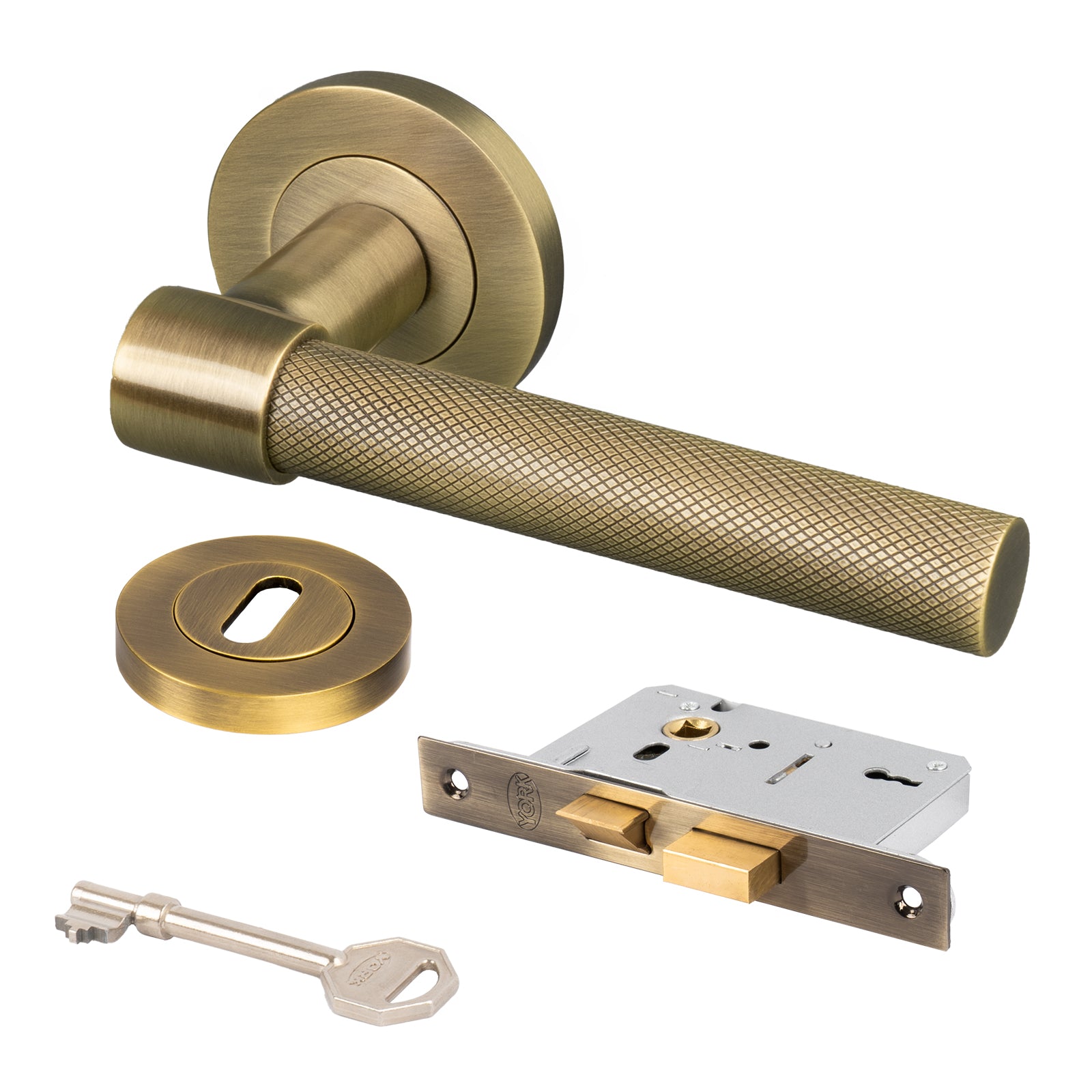 modern knurled lever on rose handles 3 lever lock set