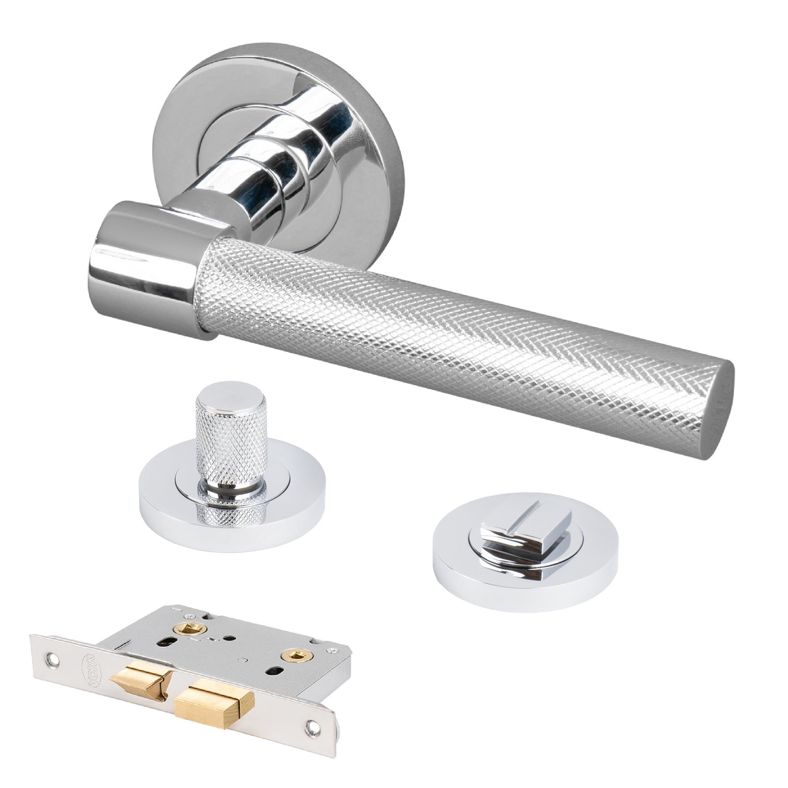 chrome knurled lever on rose bathroom handles thumb turn lock set