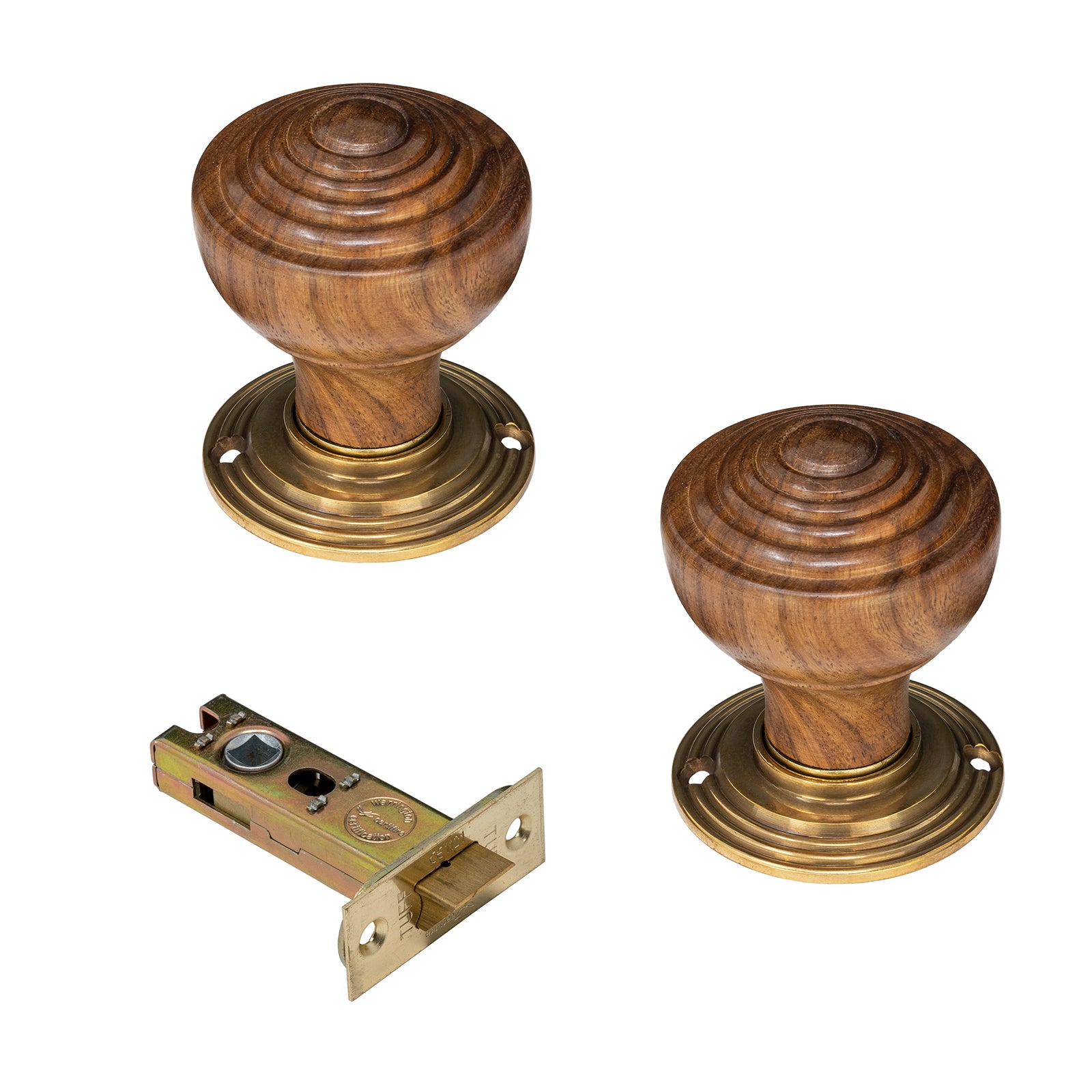 Wooden door knobs 3 inch latch set