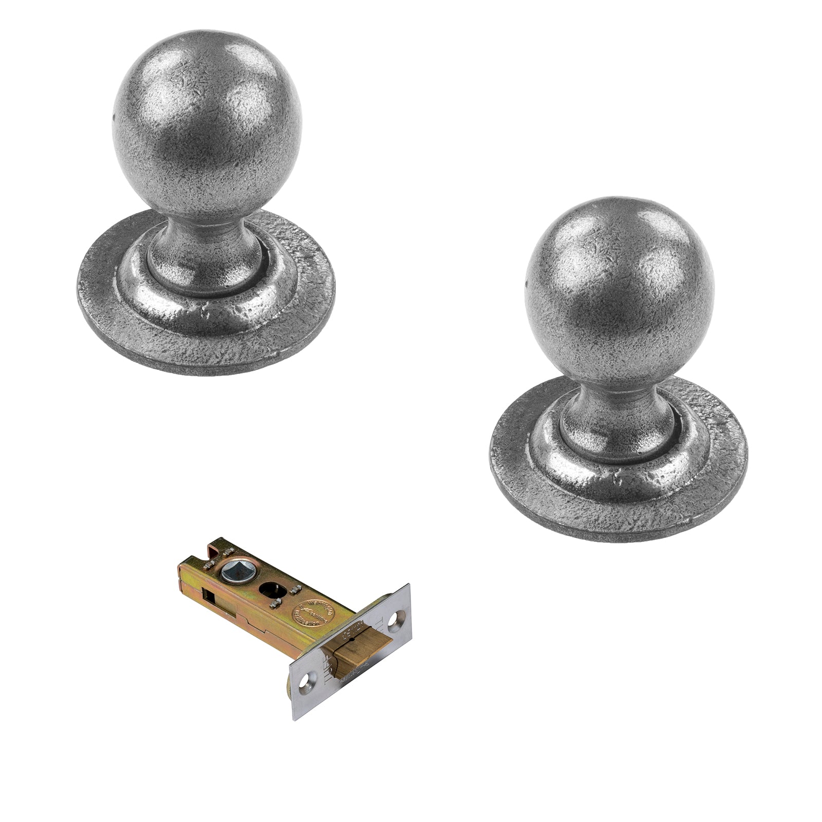 round pewter cast iron door knobs 3 inch latch set