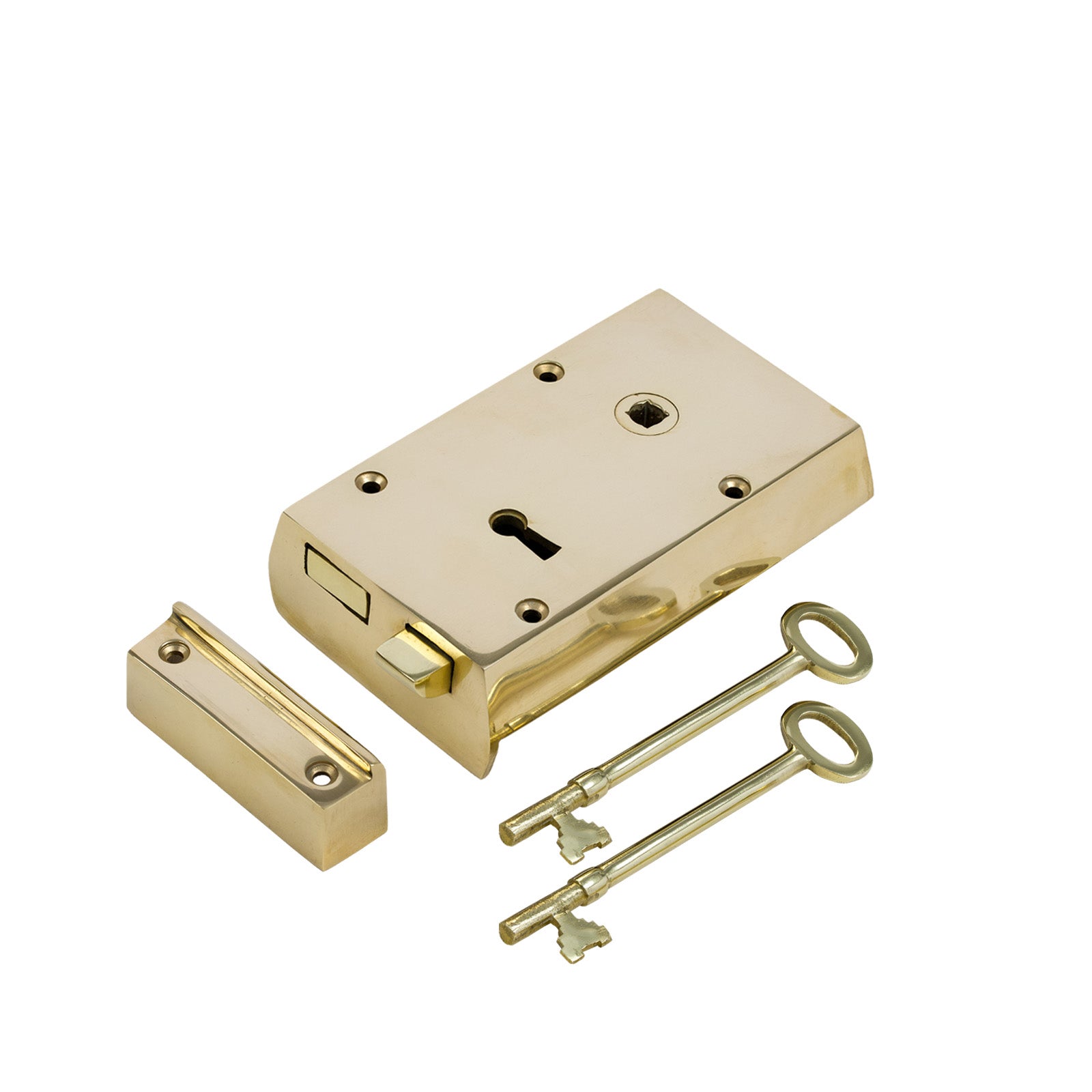 Show Small Right Handed Brass Rim Lock with two keys