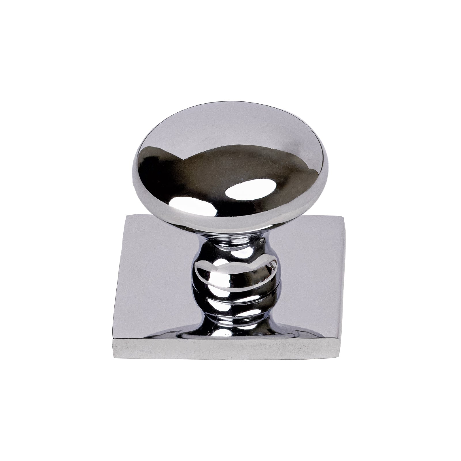 chrome round cabinet knobs on square backplate SHOW