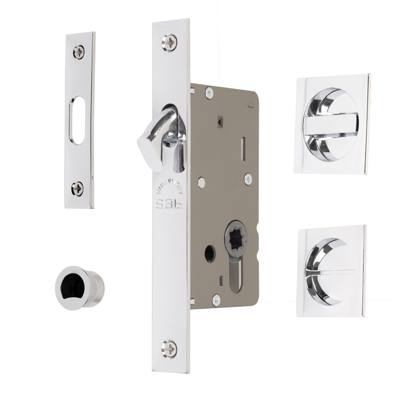 chrome sliding door lock set with privacy turn and release SHOW