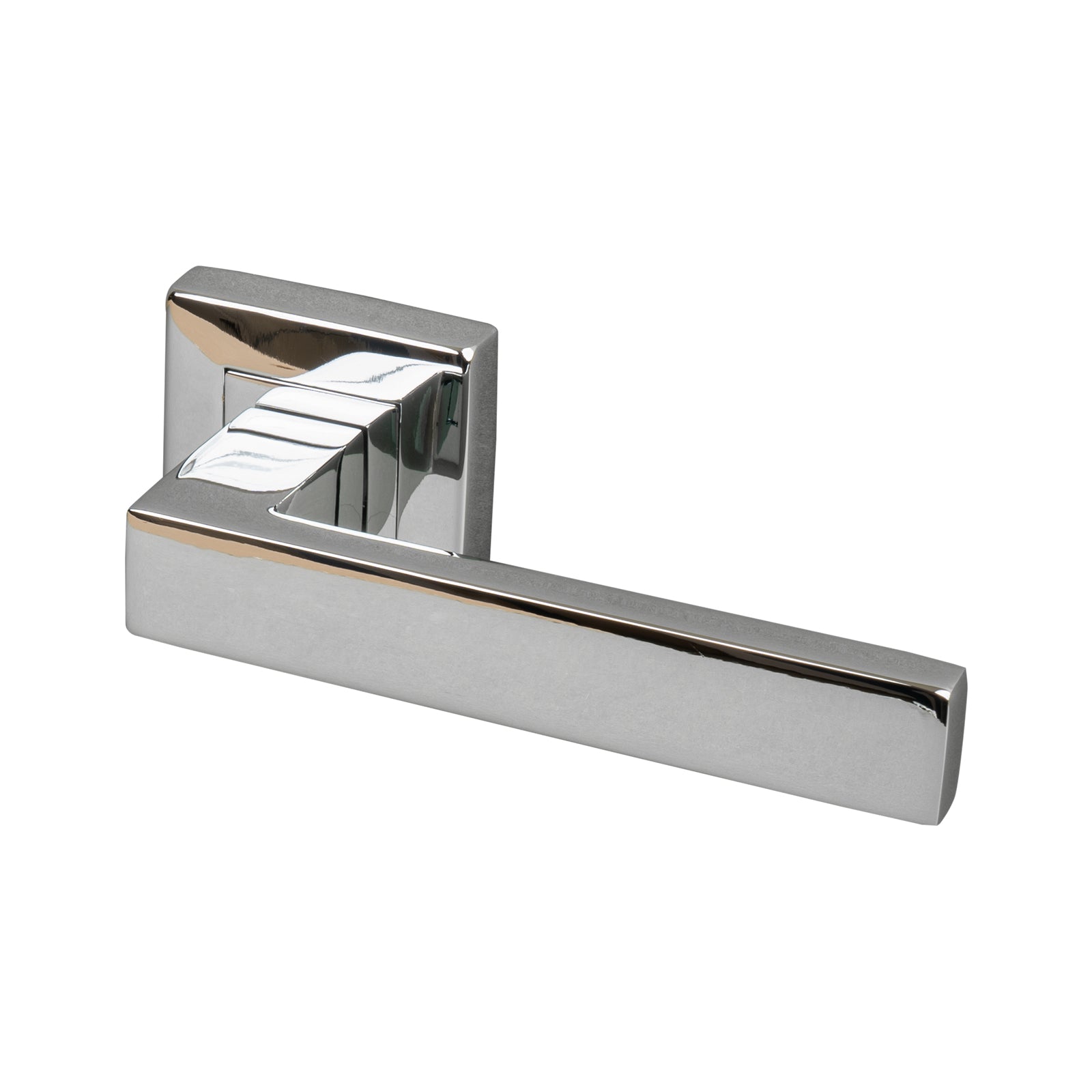 polished chrome square rose door handle, lever on rose SHOW