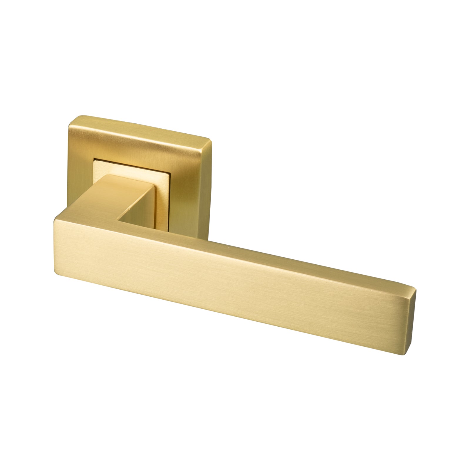 satin brass square rose door handle, solid brass SHOW