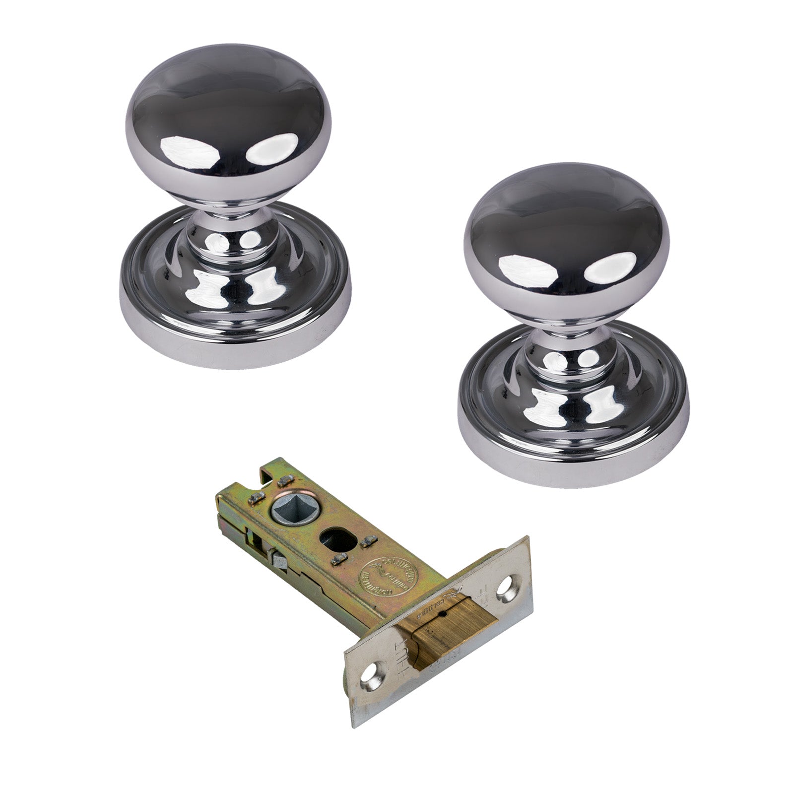 Hampstead Door Knob on Rose with Polished Chrome 3 inch latch set