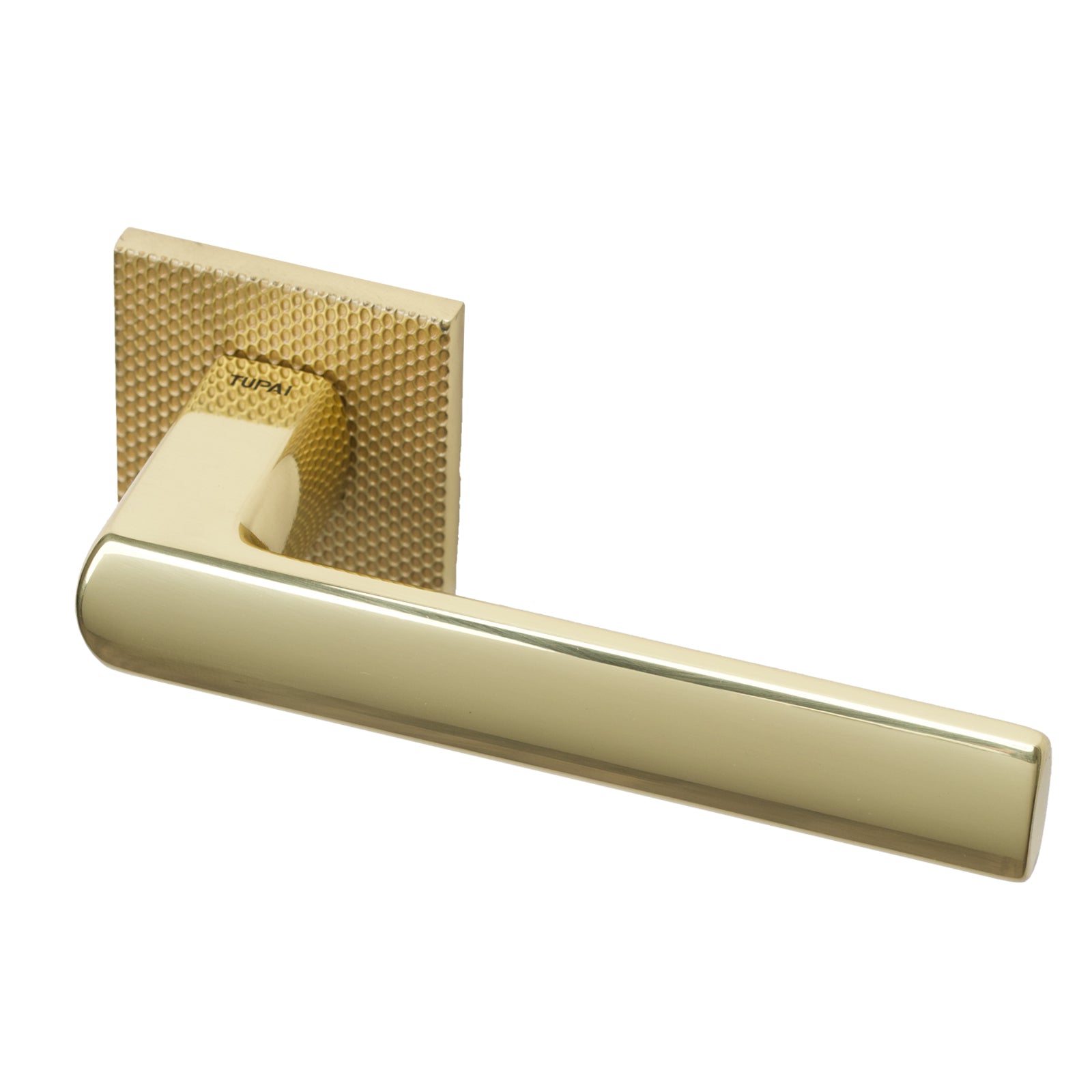 Coroto Waterfall Texture Lever on Rose Door Handle in Polished Brass Finish SHOW