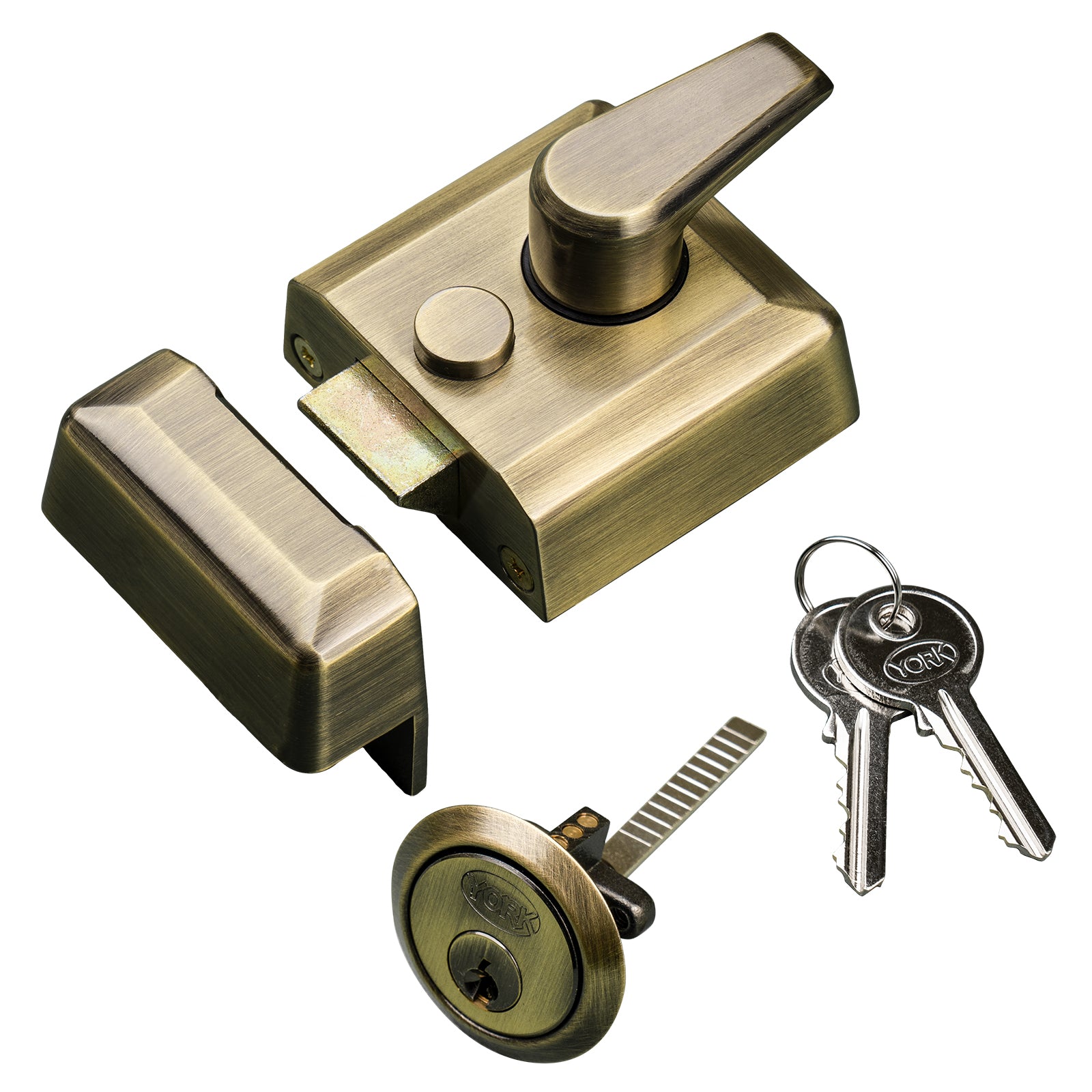 antique brass night latch with keys