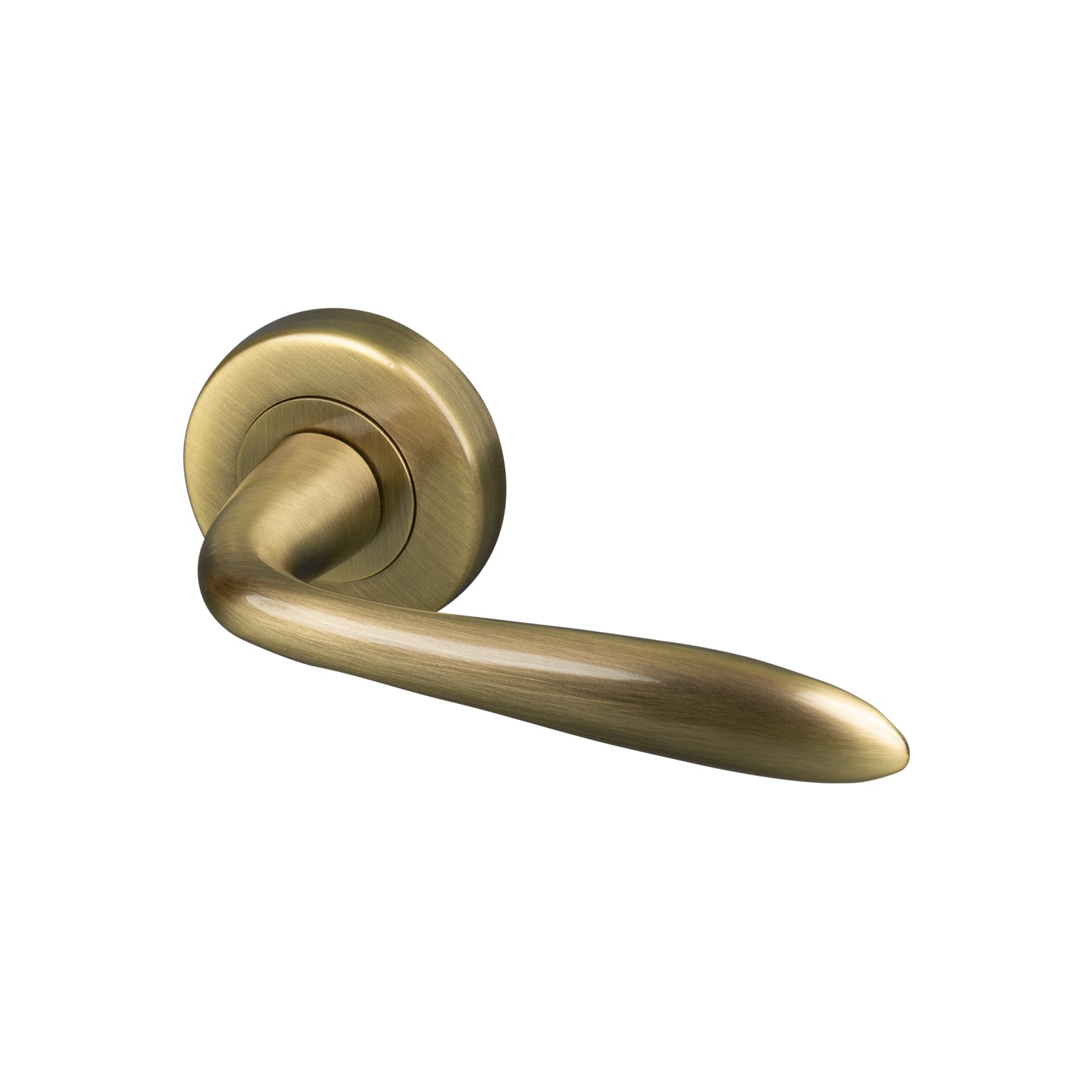 aged brass Sutton round rose door handle, concealed fixings SHOW