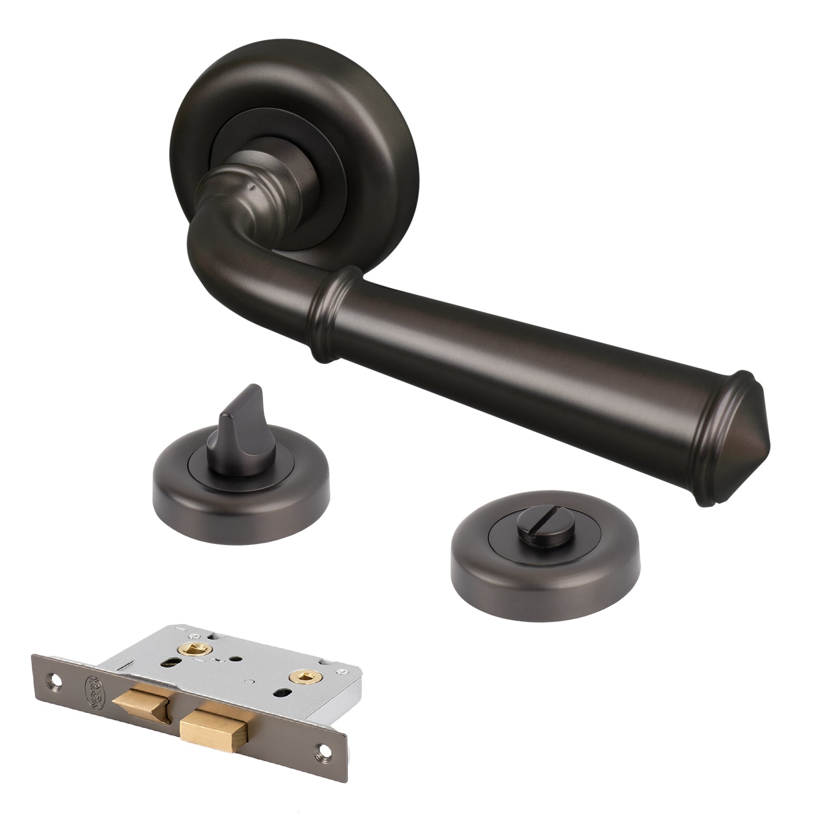 classic bronze round rose door handle bathroom lock latch set