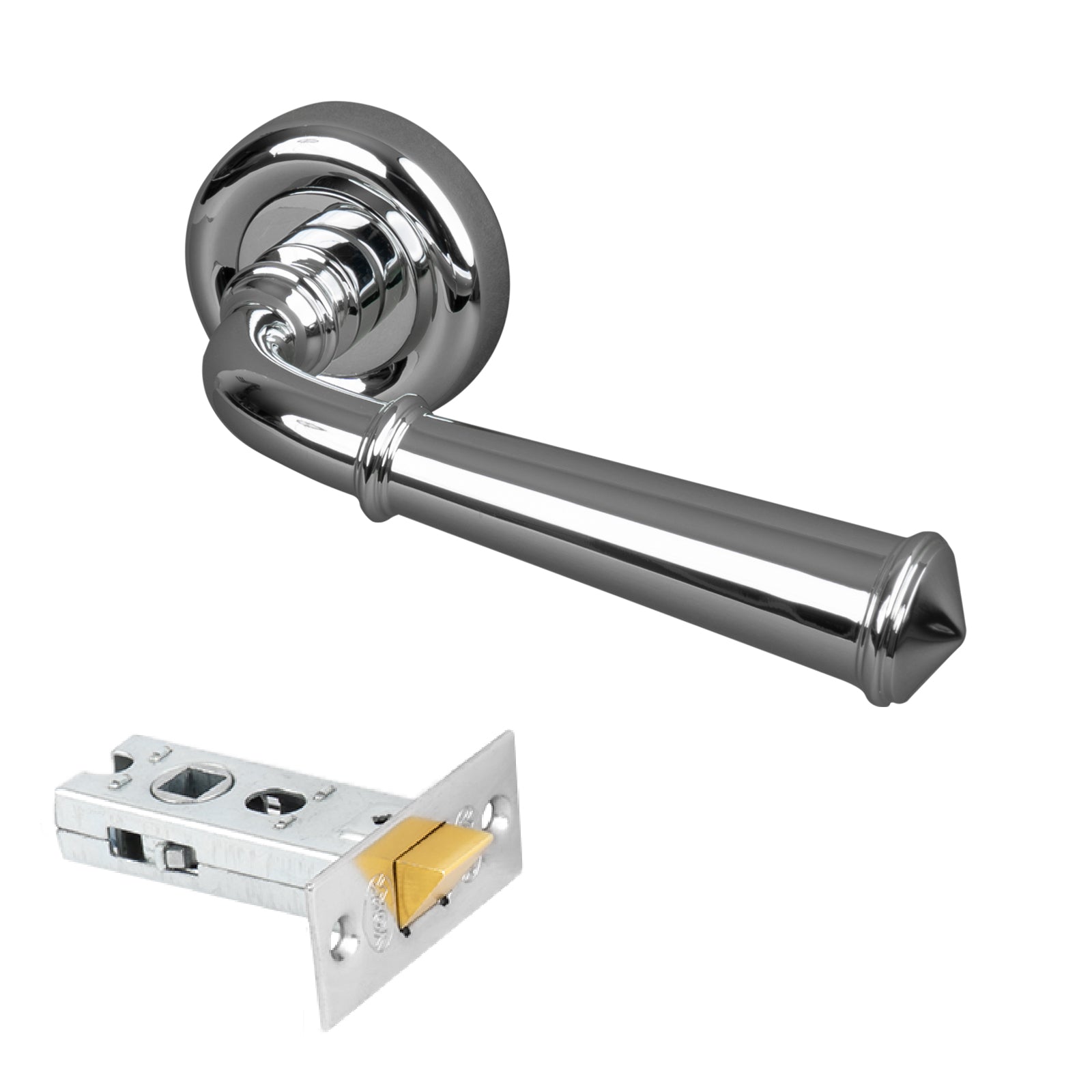 chrome round rose lever handle 2.5 inch door latch set