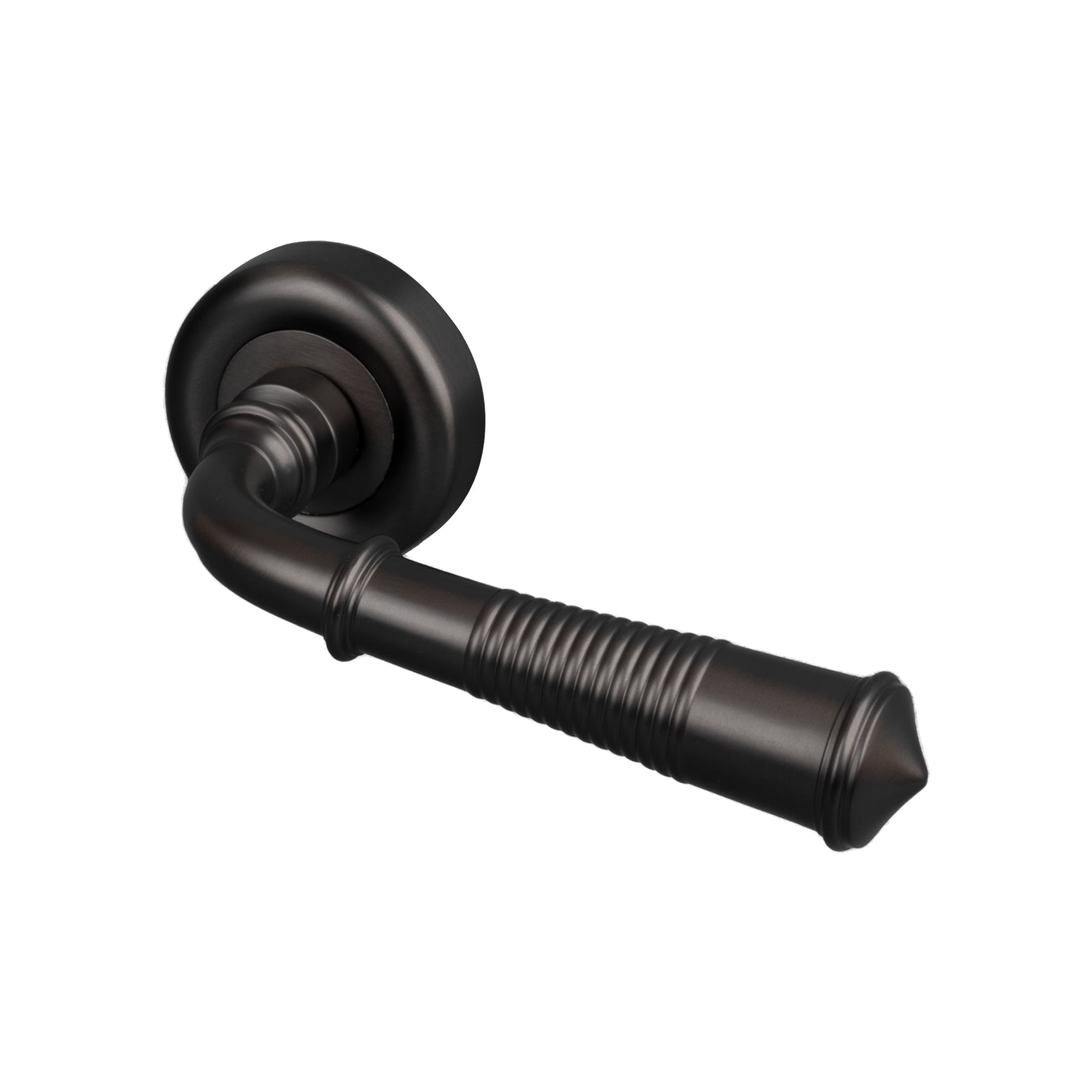 bronze reeded lever on rose door handle SHOW