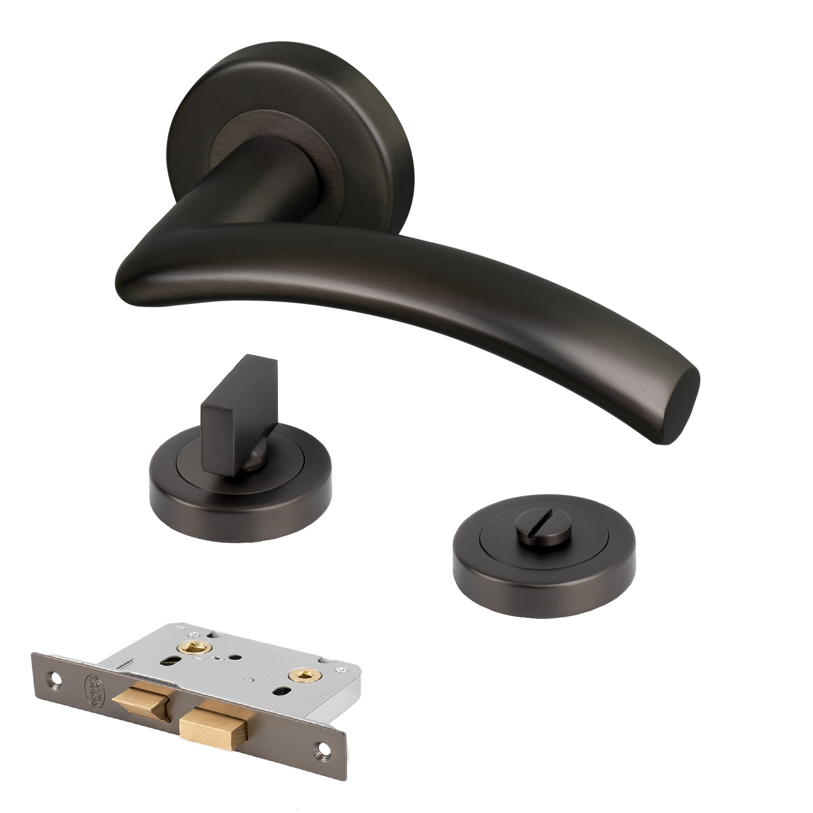 bronze Centaur round rose handles bathroom lock latch set