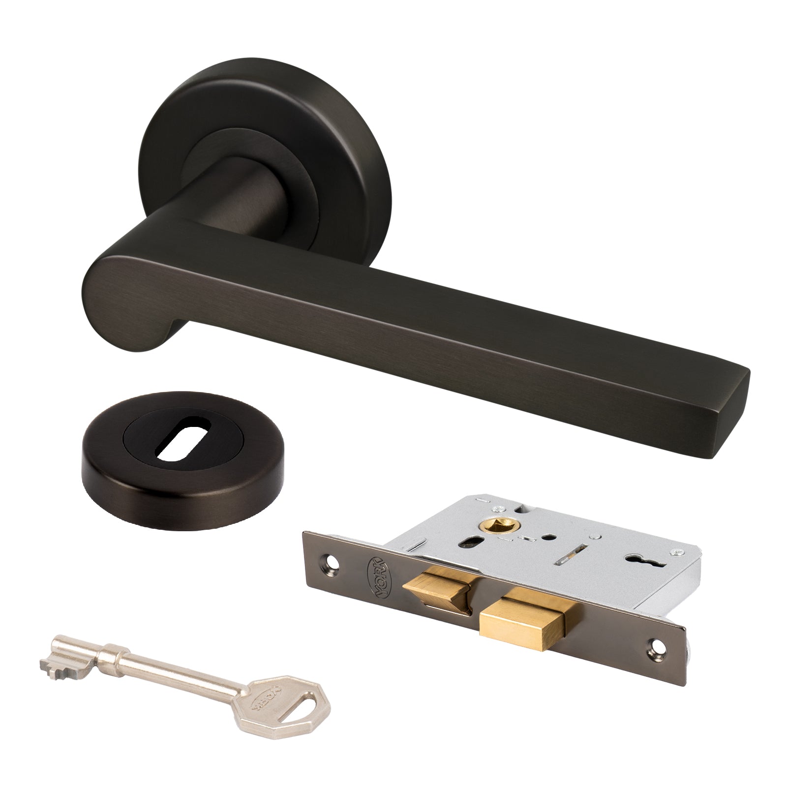 bronze lugano round rose lever handles internal door lock set