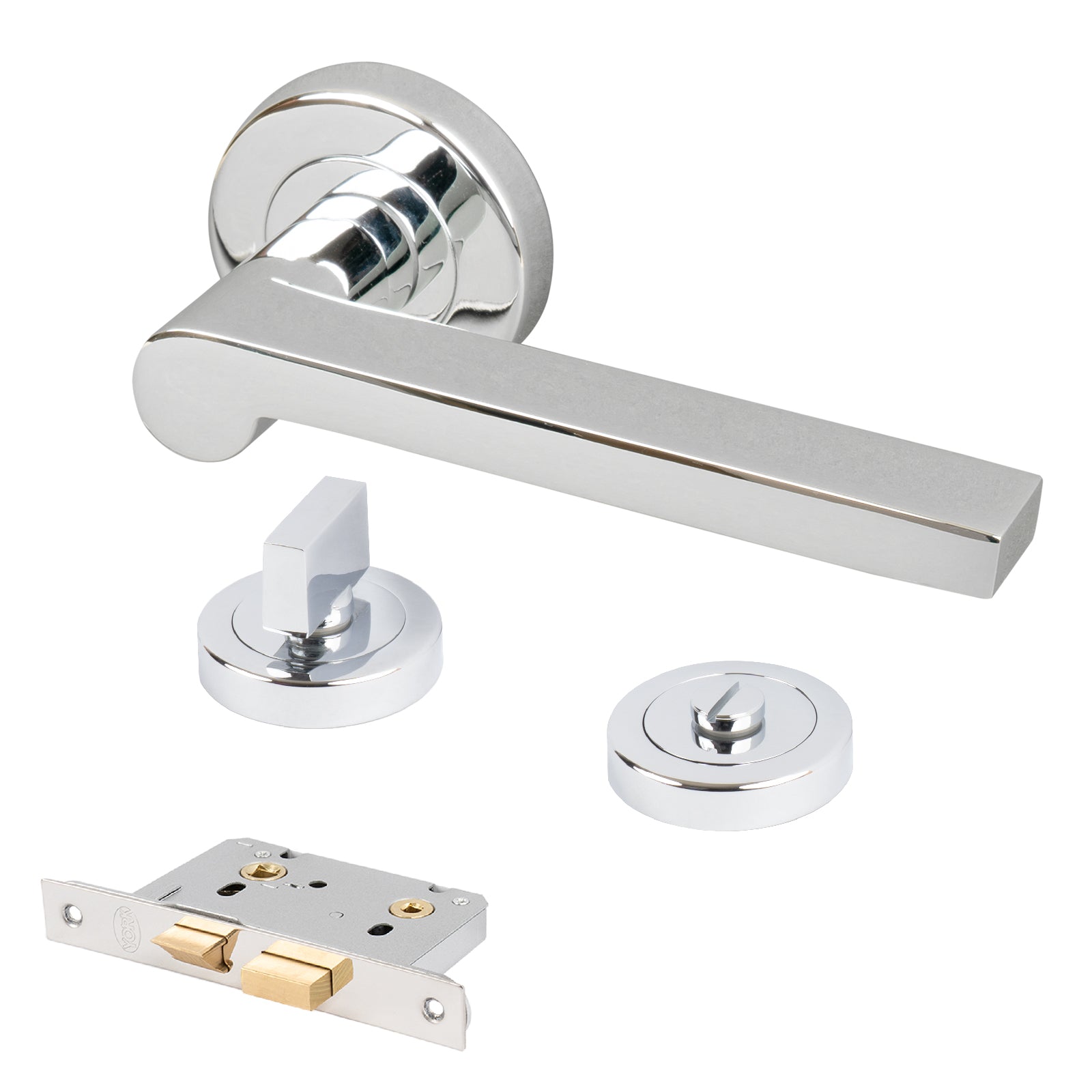 modern chrome Lugano bathroom thumb turn lock set