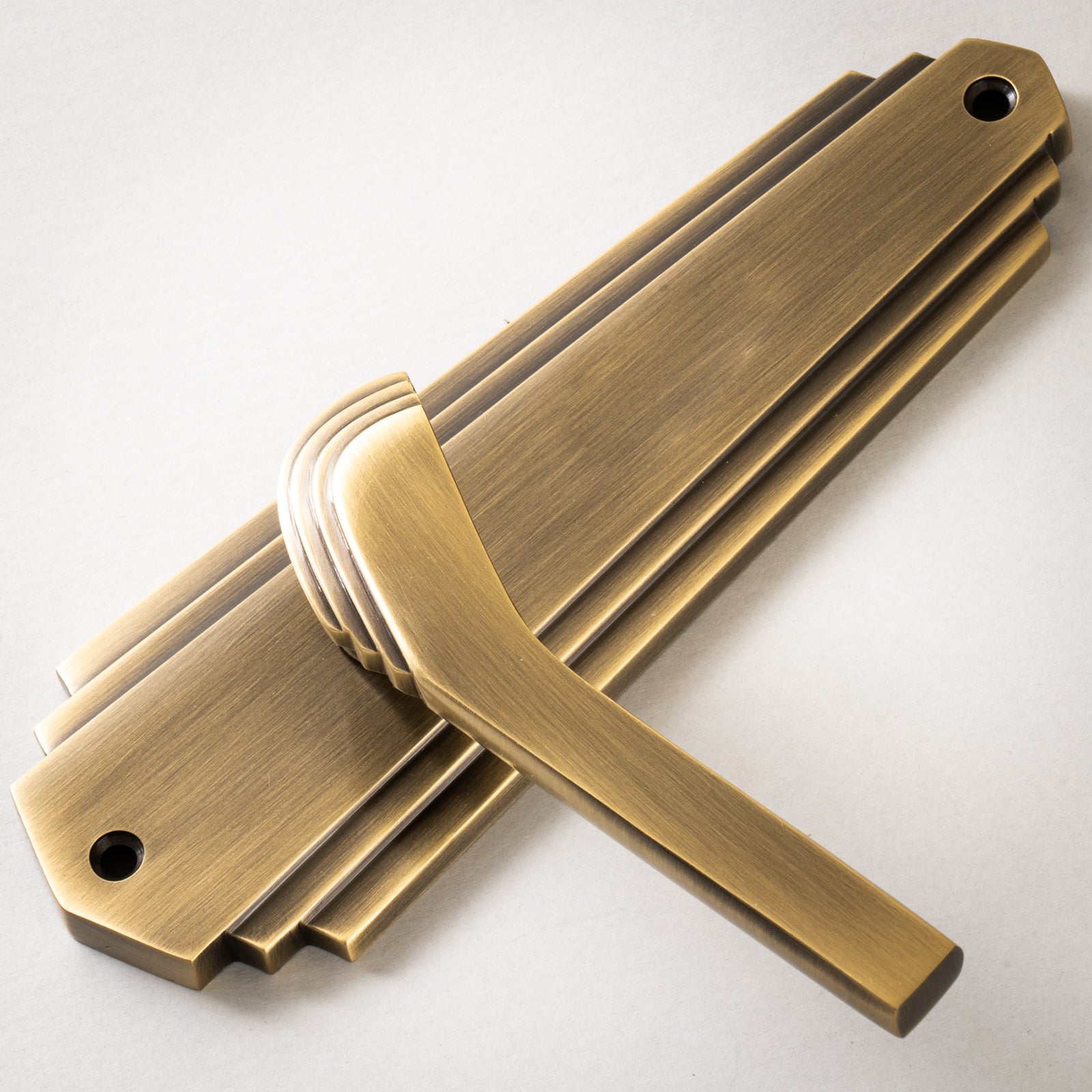 Waldorf Door Handles On Plate Latch Handle in Aged Brass SHOW