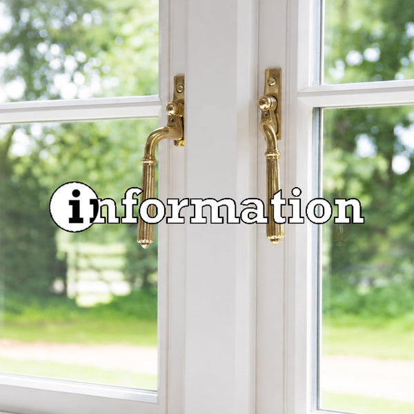 Inage showing a pair of handed window casement fasteners.