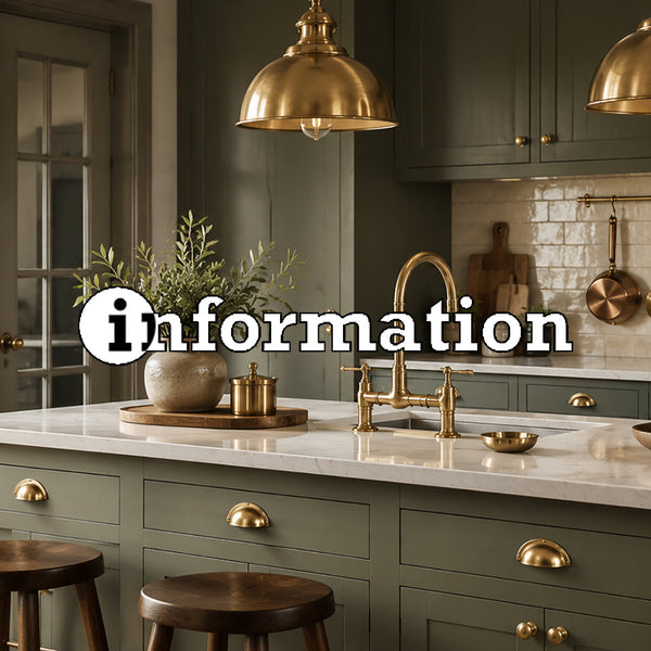 English country kitchen with unlacquered brass fittings.