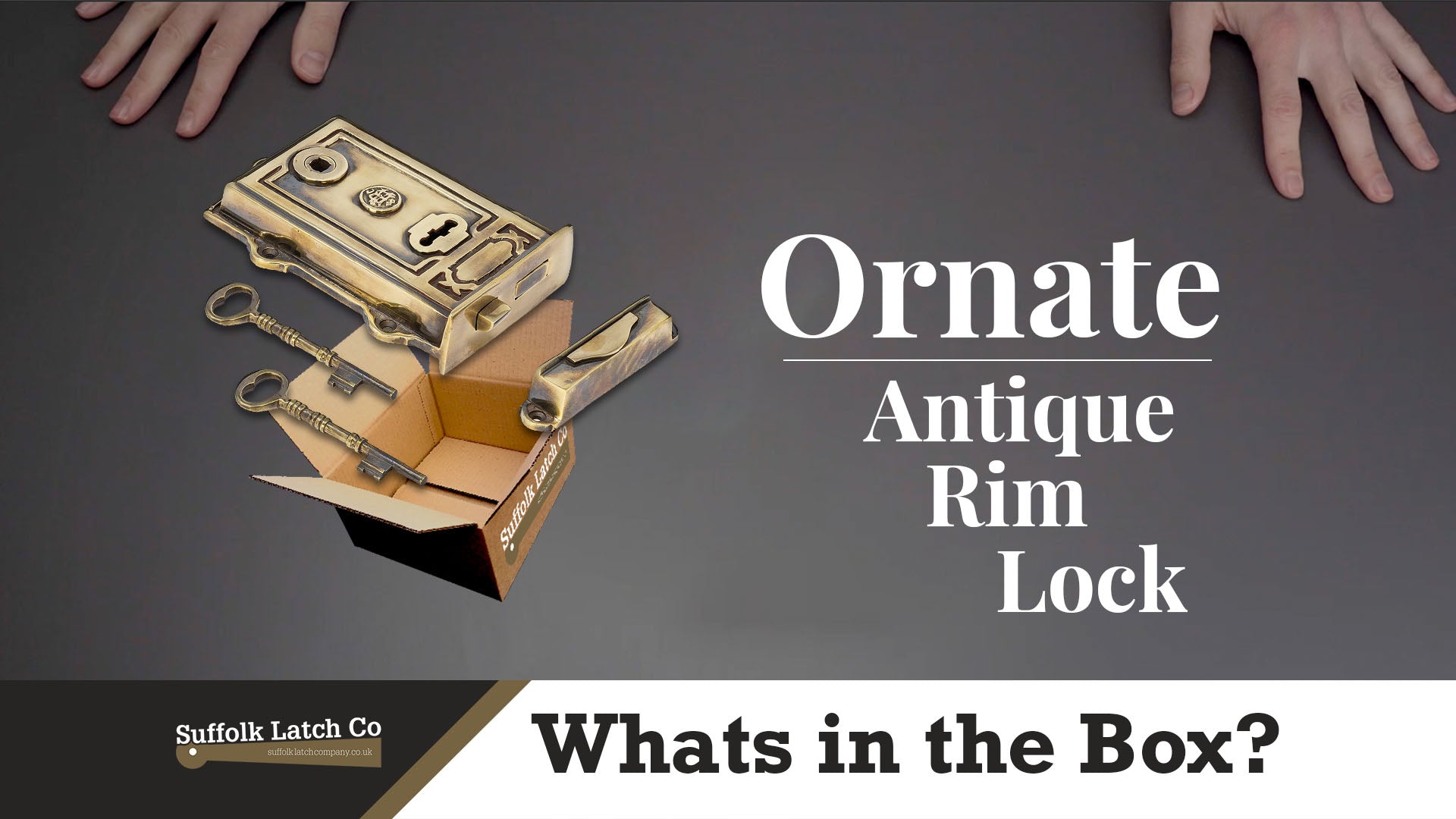 What's In The Box: Ornate Antique Brass Rim Lock & Knob Sets