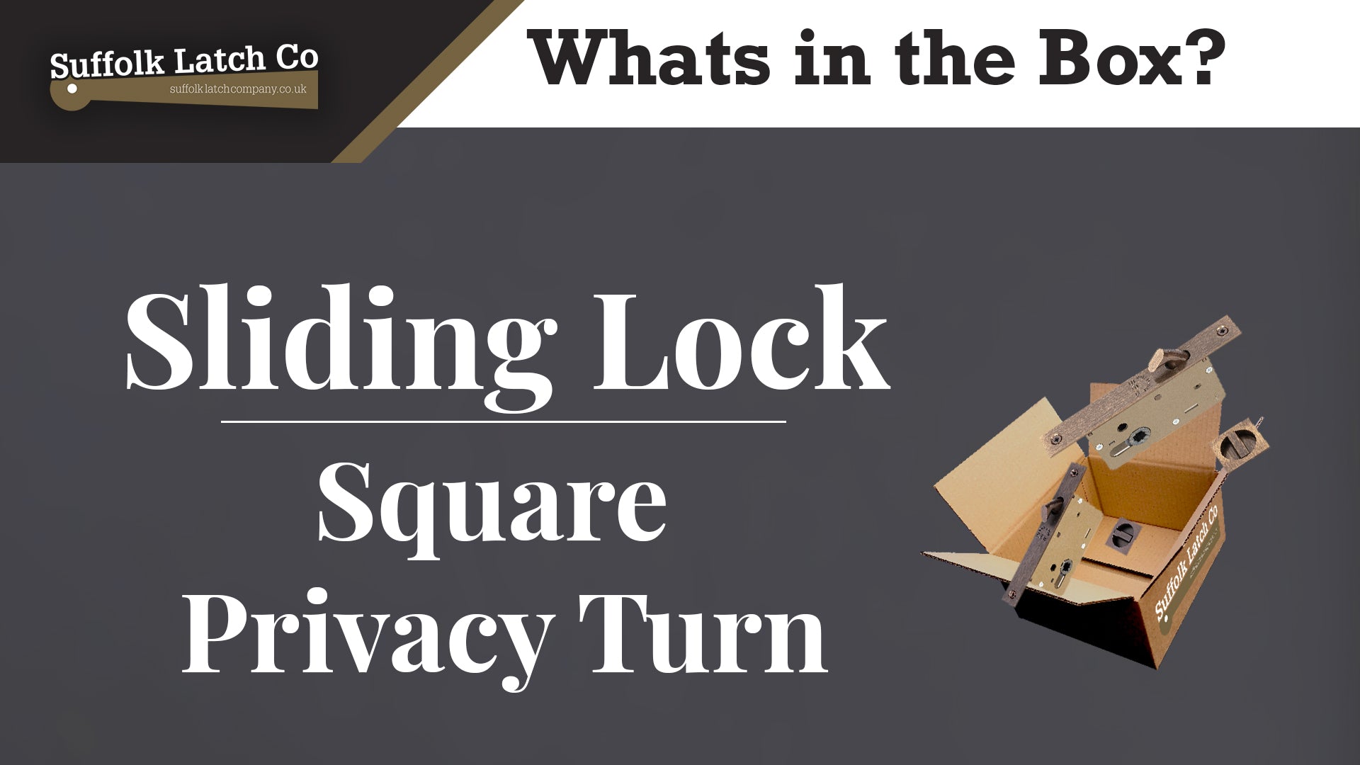 What's In The Box: Sliding Door Lock Set With Square Privacy Turn