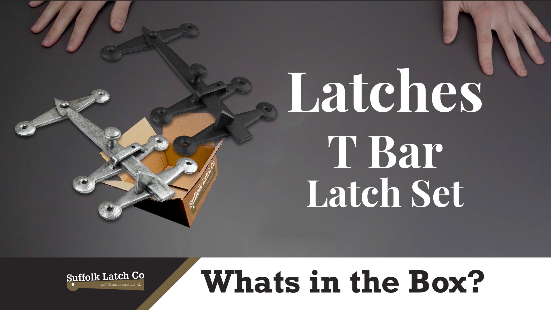 What's In The Box: T Bar Latch Set in Black & Pewter