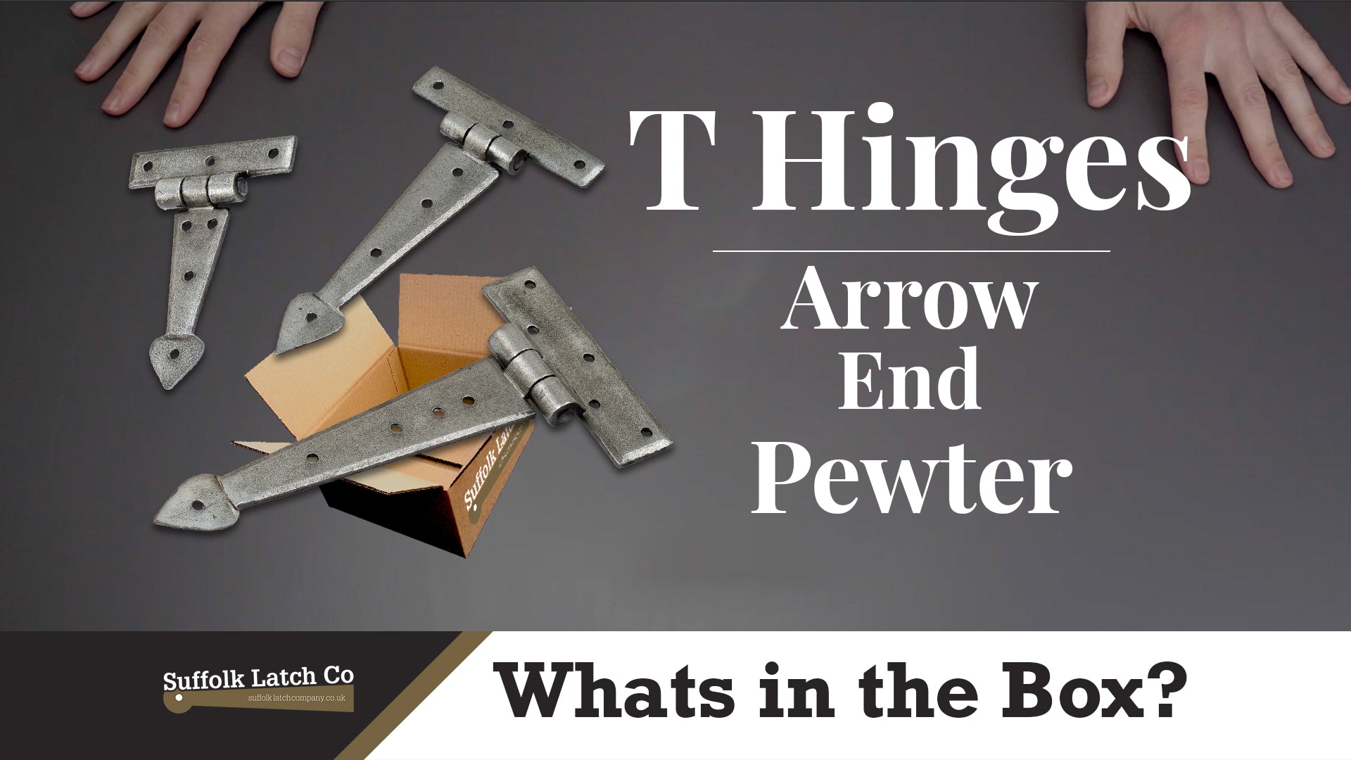 What's In The Box: Arrow End T Hinges in Pewter