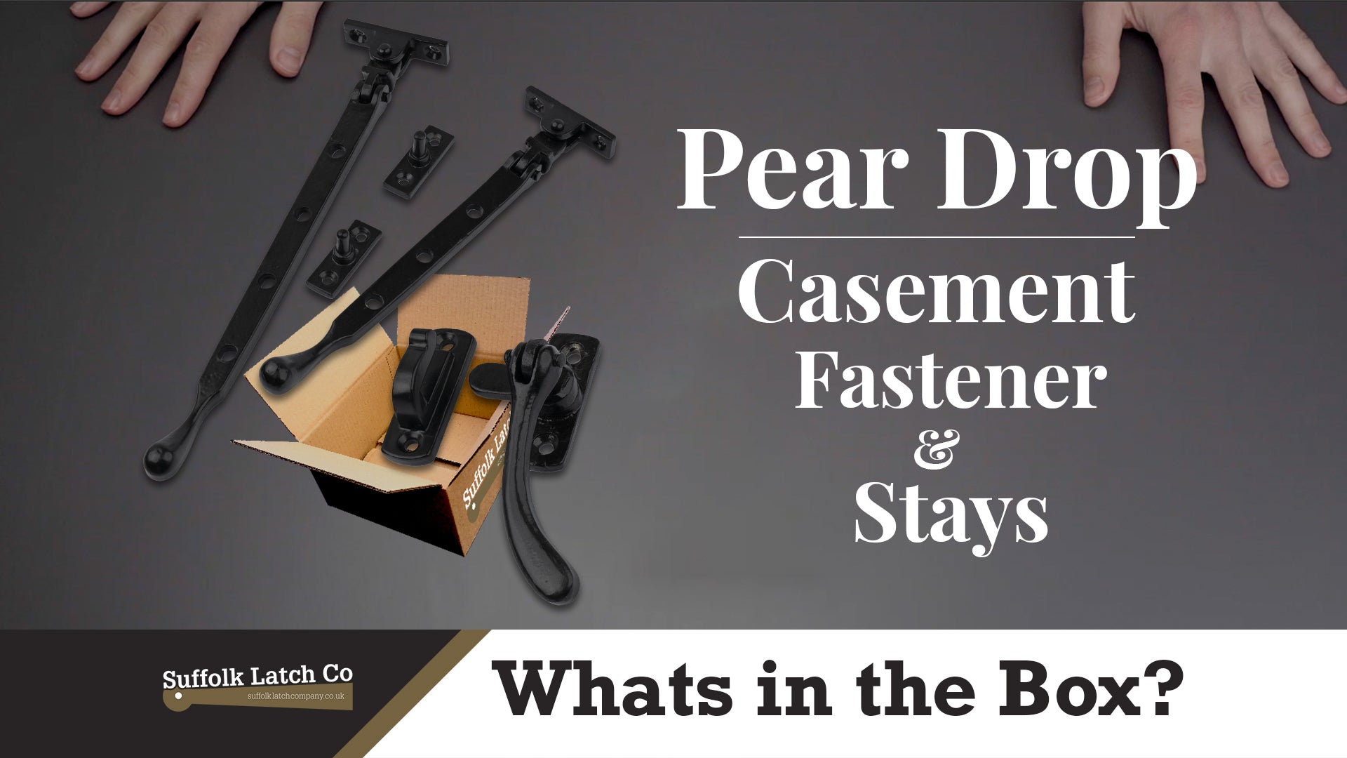 What's In The Box: Black Pear Drop Window Fastener & Stays