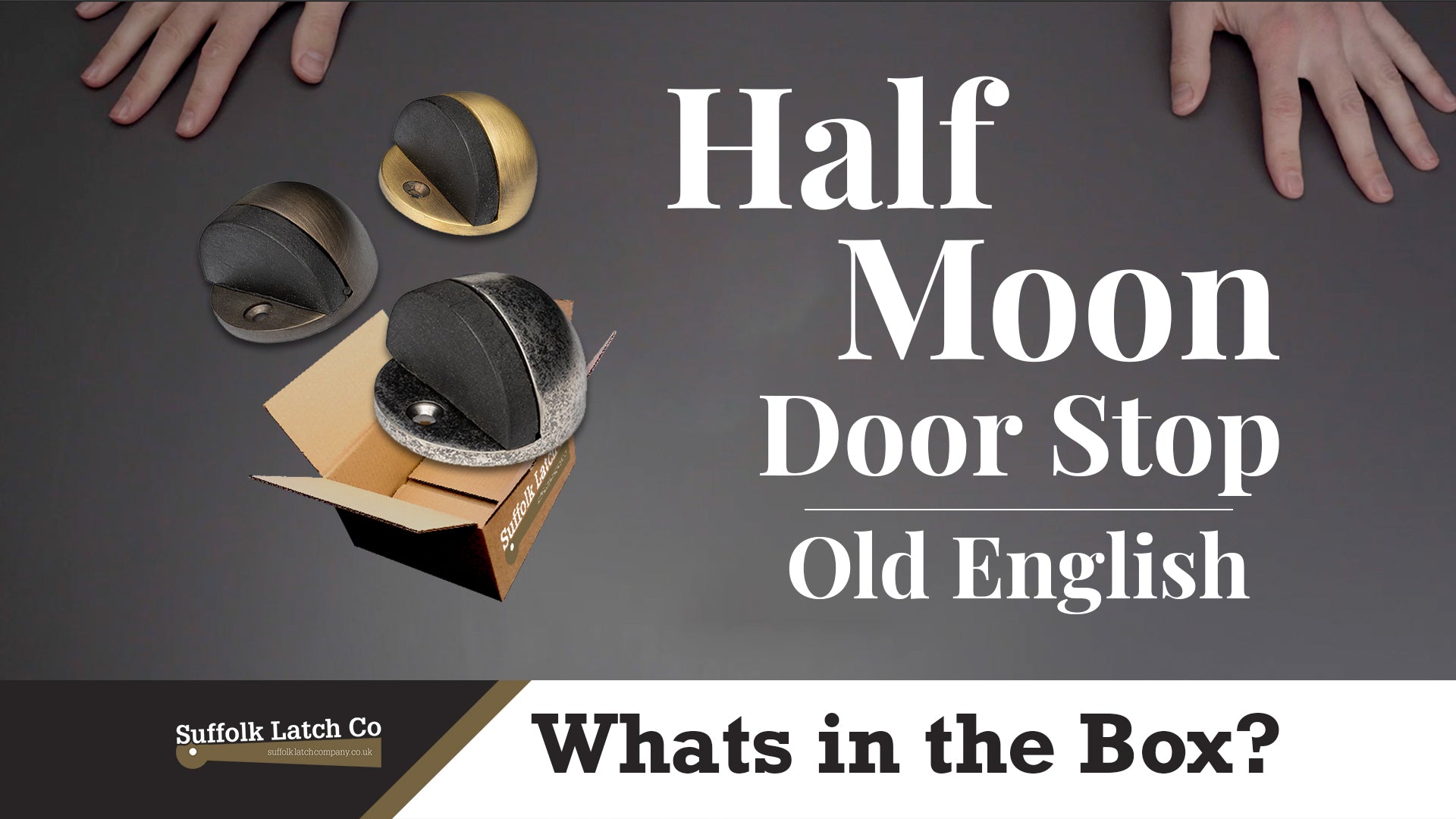 What's In The Box: Half-Moon Door Stops Old English Collection