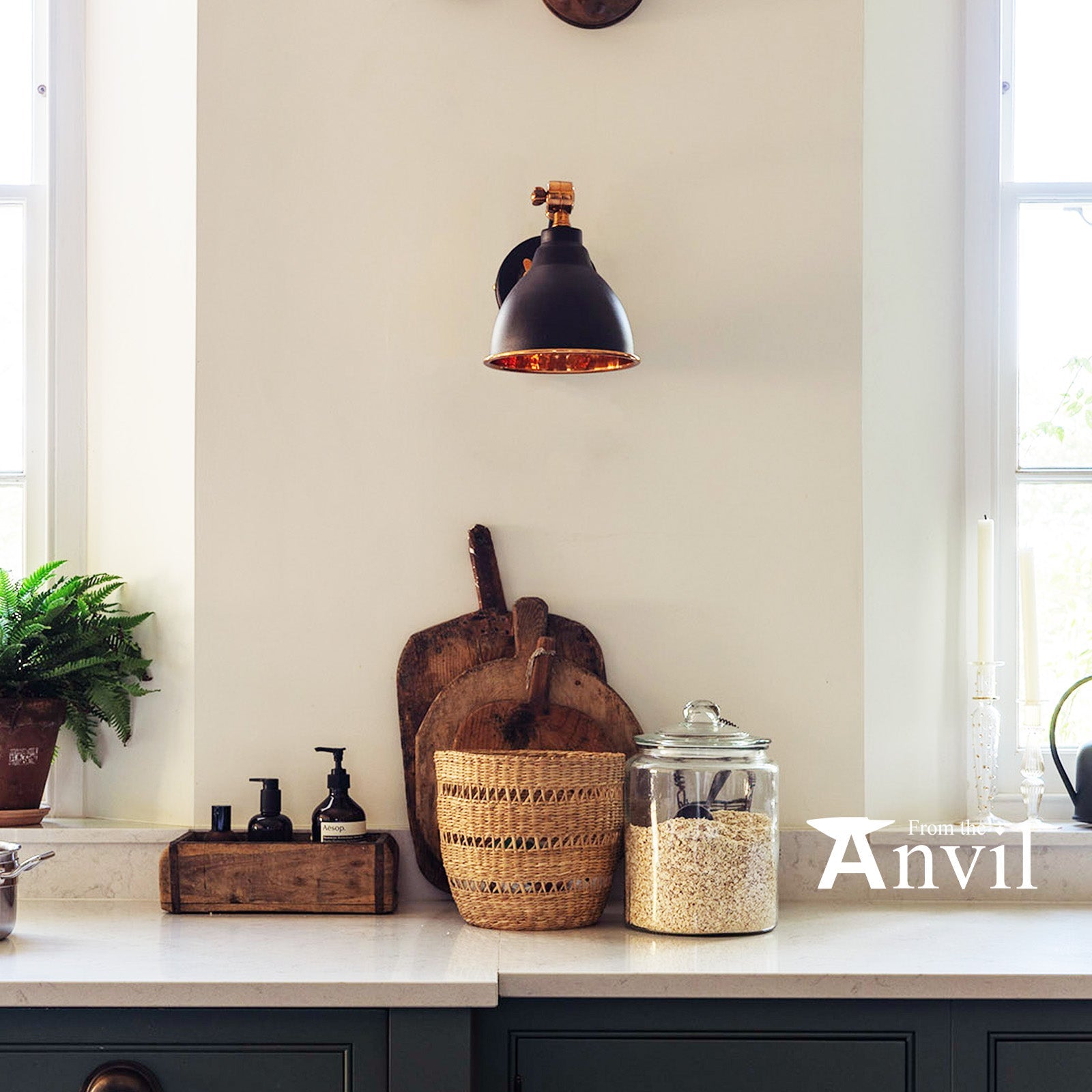 Image of brindley wall light fitted in a kitchen 