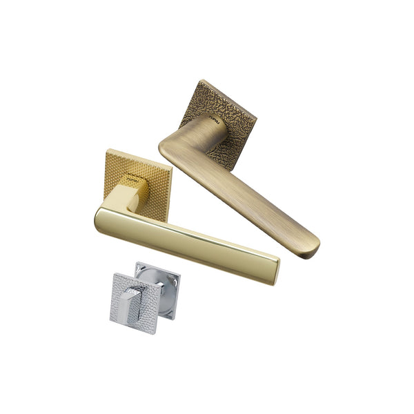 Tupai Lever on Rose Door Handles with Texture, Round and Square Rose.