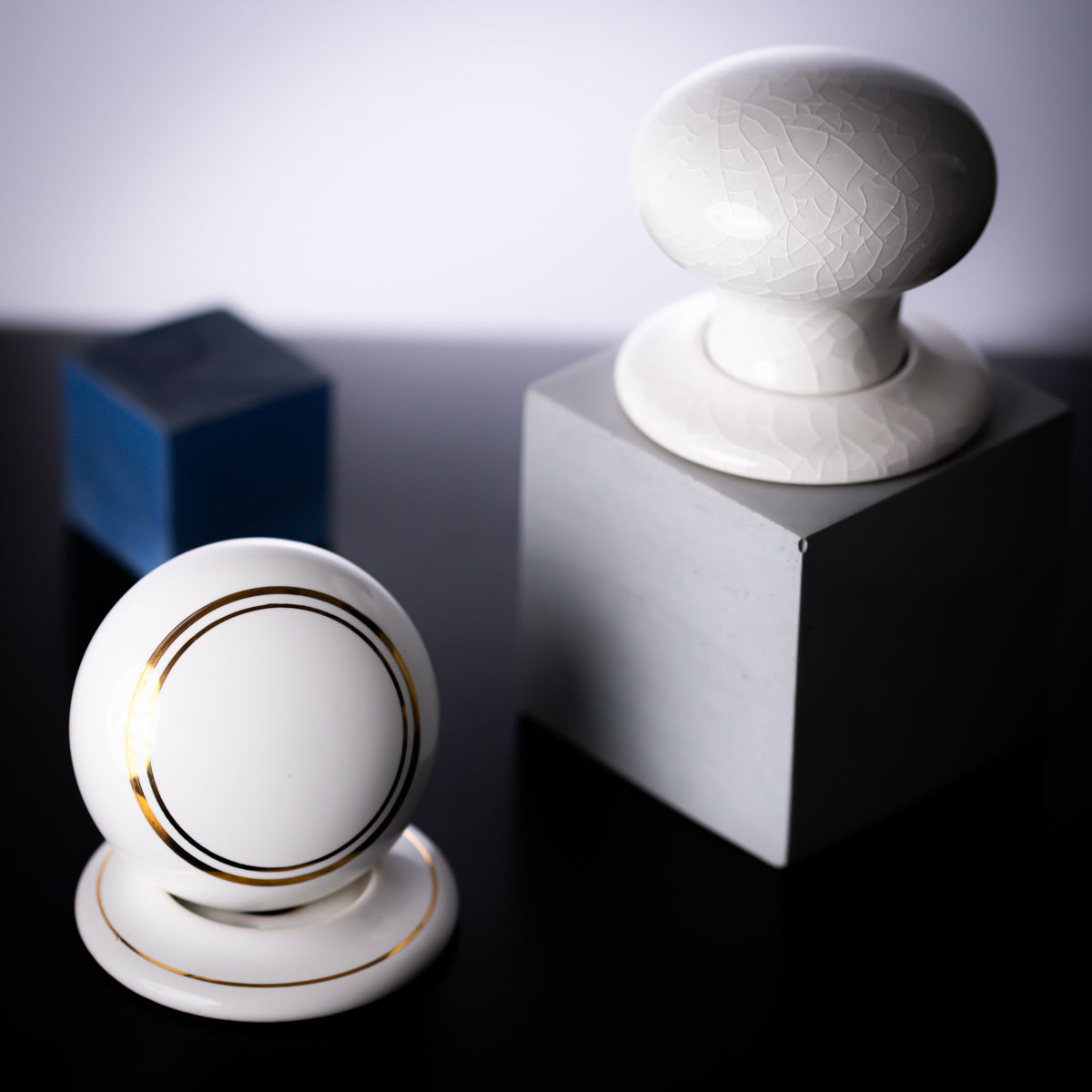 A variety of different porcelain door knobs