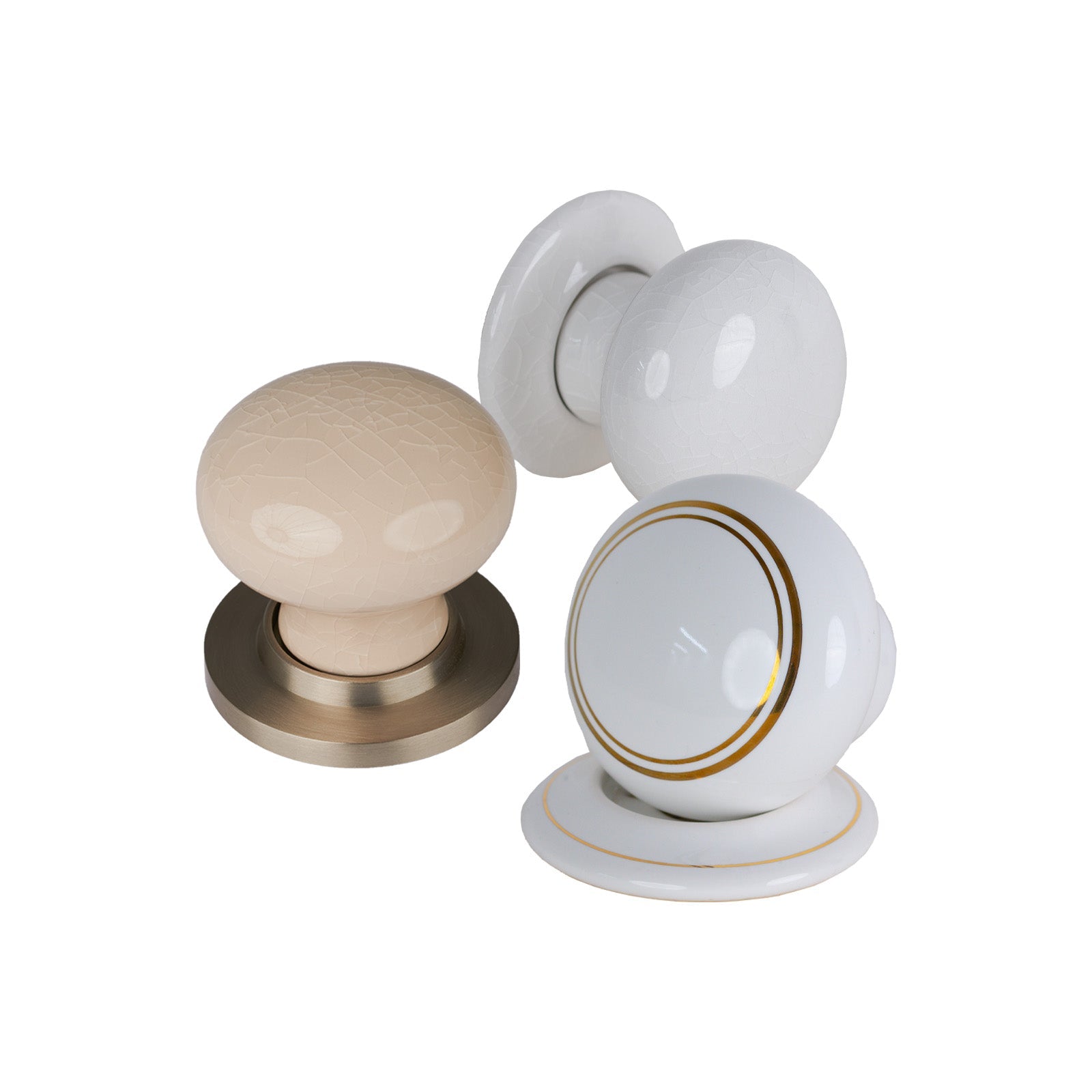 A variety of different porcelain door knobs