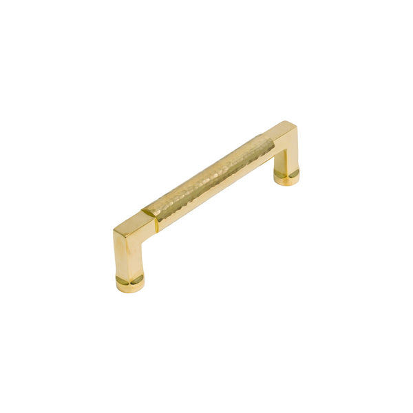   Image of 128mm Unlacquered Brass Hammered Bauhaus Cabinet Pull