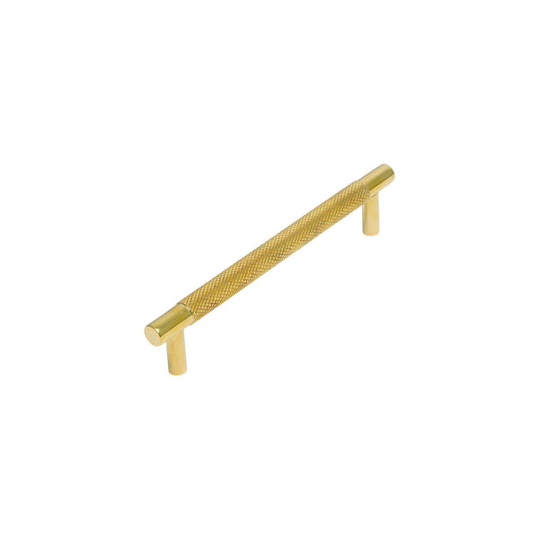   Image of 128mm Unlacquered Brass Partial Knurled Cabinet Pull Handle