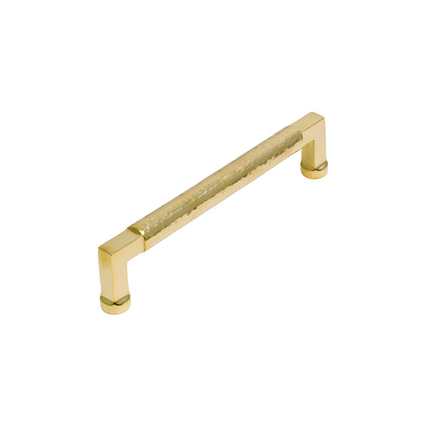   Image of 160mm Unlacquered Brass Hammered Bauhaus Cabinet Pull