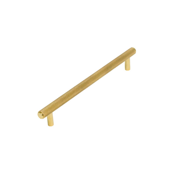   Image of 160mm Unlacquered Brass Knurled Cabinet Pull Handle
