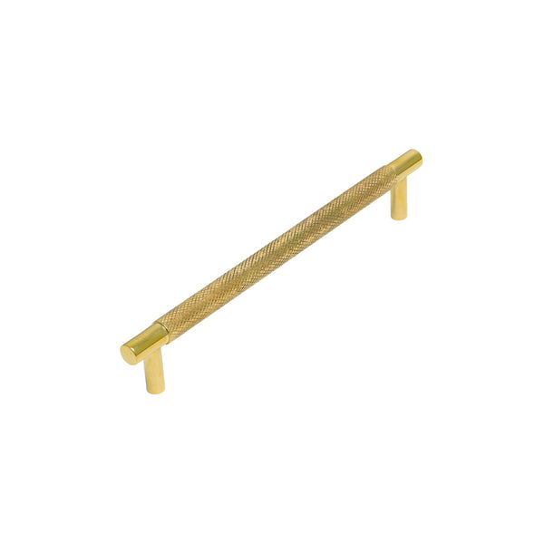   Image of 160mm Unlacquered Brass Partial Knurled Cabinet Pull Handle