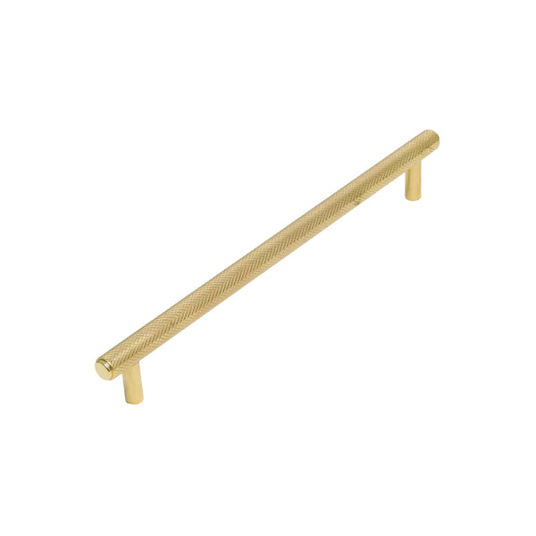   Image of 192mm Unlacquered Brass Knurled Cabinet Pull Handle