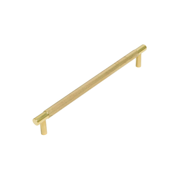   Image of 192mm Unlacquered Brass Partial Knurled Cabinet Pull Handle