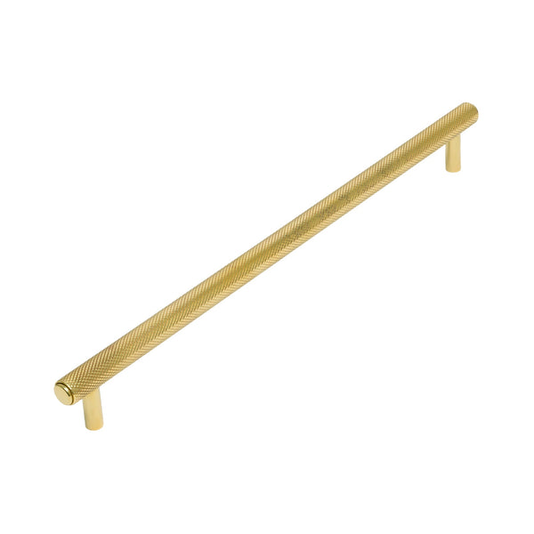   Image of 254mm Unlacquered Brass Knurled Cabinet Pull Handle