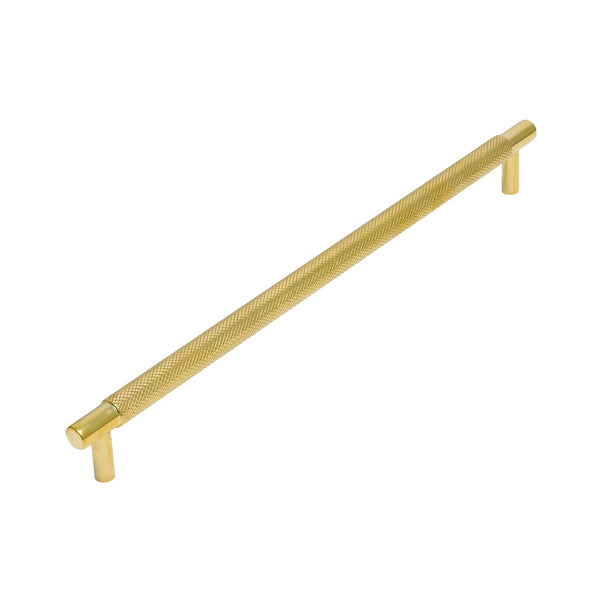   Image of 254mm Unlacquered Brass Partial Knurled Cabinet Pull Handle