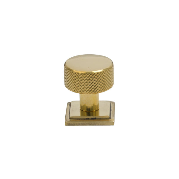 SHOW 25mm Polished Brass Brompton Cabinet Knob - Square Rose