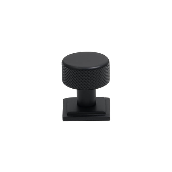 SHOW 25mm Matt Black Brompton Cabinet Knob - Square Rose