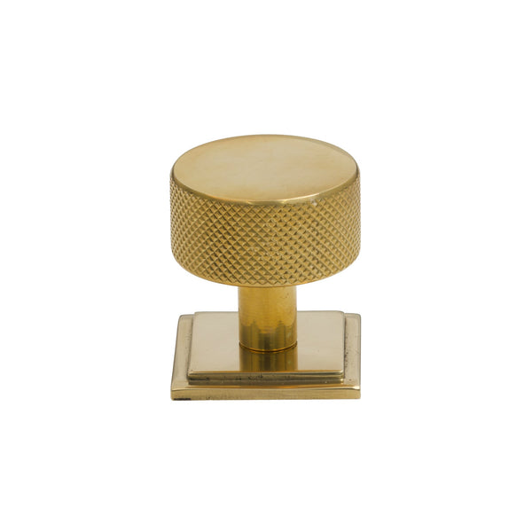 SHOW 32mm Polished Brass Brompton Cabinet Knob - Square Rose