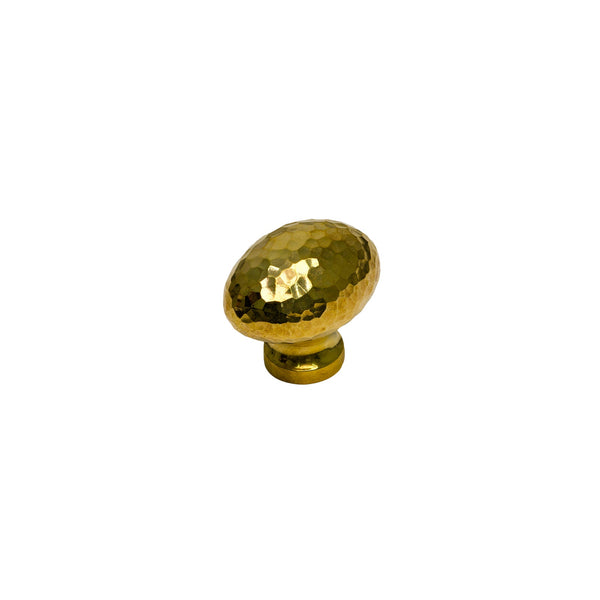   Image of 32mm Unlacquered Brass Hammered Victorian Oval Cabinet Knob
