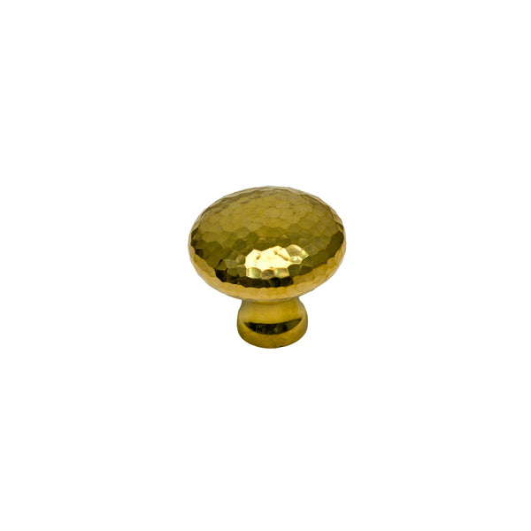   Image of 32mm Unlacquered Brass Hammered Victorian Round Cabinet Knob