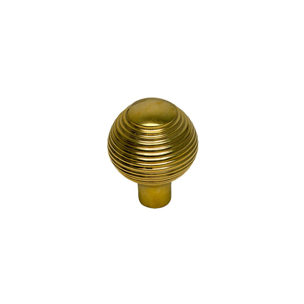   Image of 32mm Unlacquered Brass Reeded Cabinet Knob